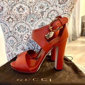 Gucci Lifford Leather Bamboo Buckle Platform Sandal